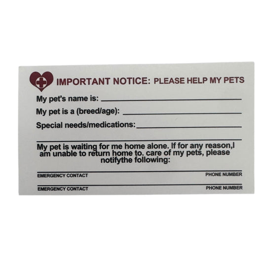 Emergency Pet Alert Card