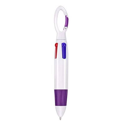 Four Color Pen with Carabiner Clip