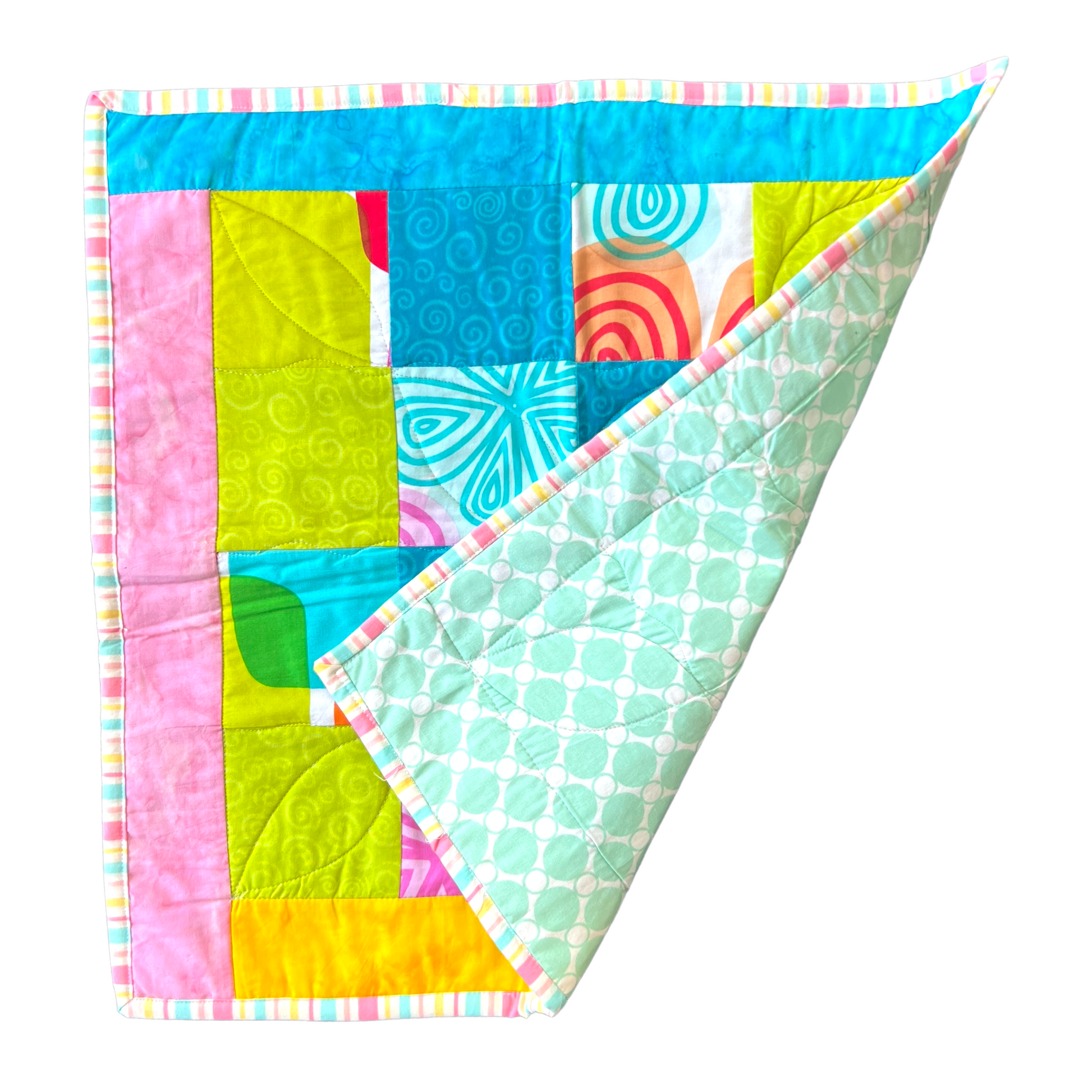 Carseat Capsule Quilt Swaddling & Receiving Blankets Splash Quilting Patterned / Mint Back