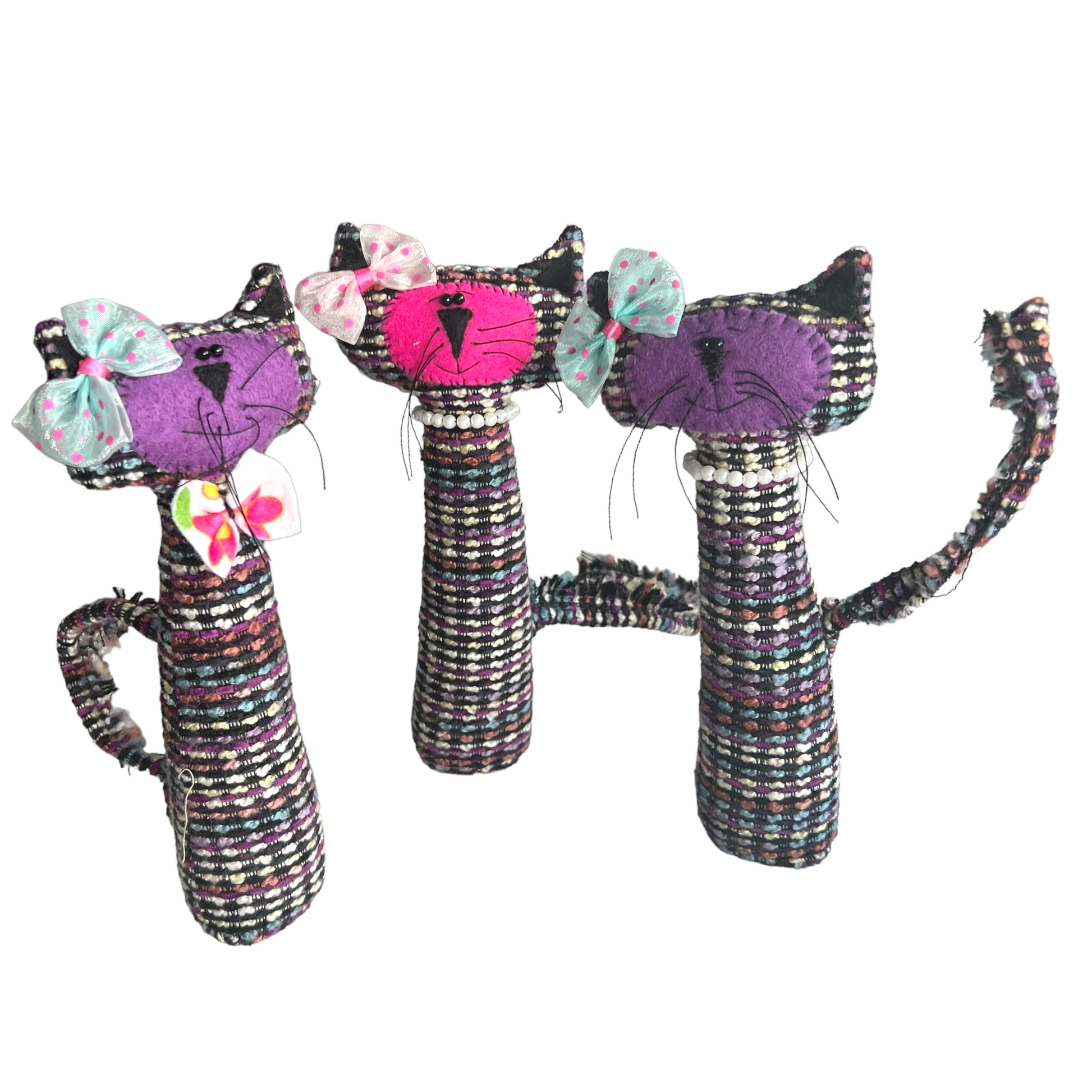 Standing Cats  Splash Quilting Purple Tartan