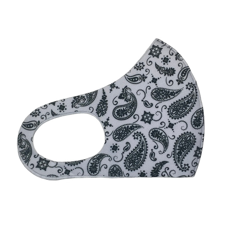 Adult Neoprene Reusable Mask — Paisley Mask SPIRIT SPARKPLUGS White Paisley