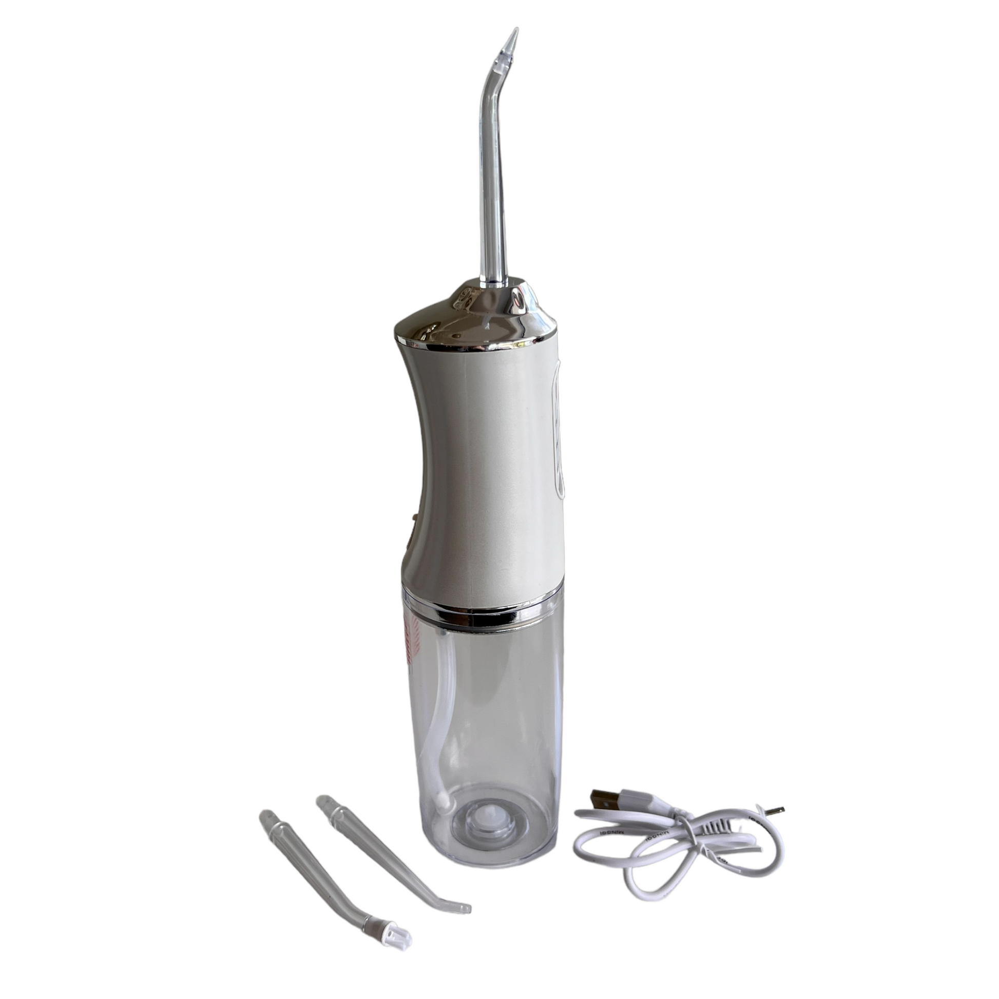 Portable Oral Dental Water Flosser + Irrigator, 6 piece Dental Floss SPIRIT SPARKPLUGS White
