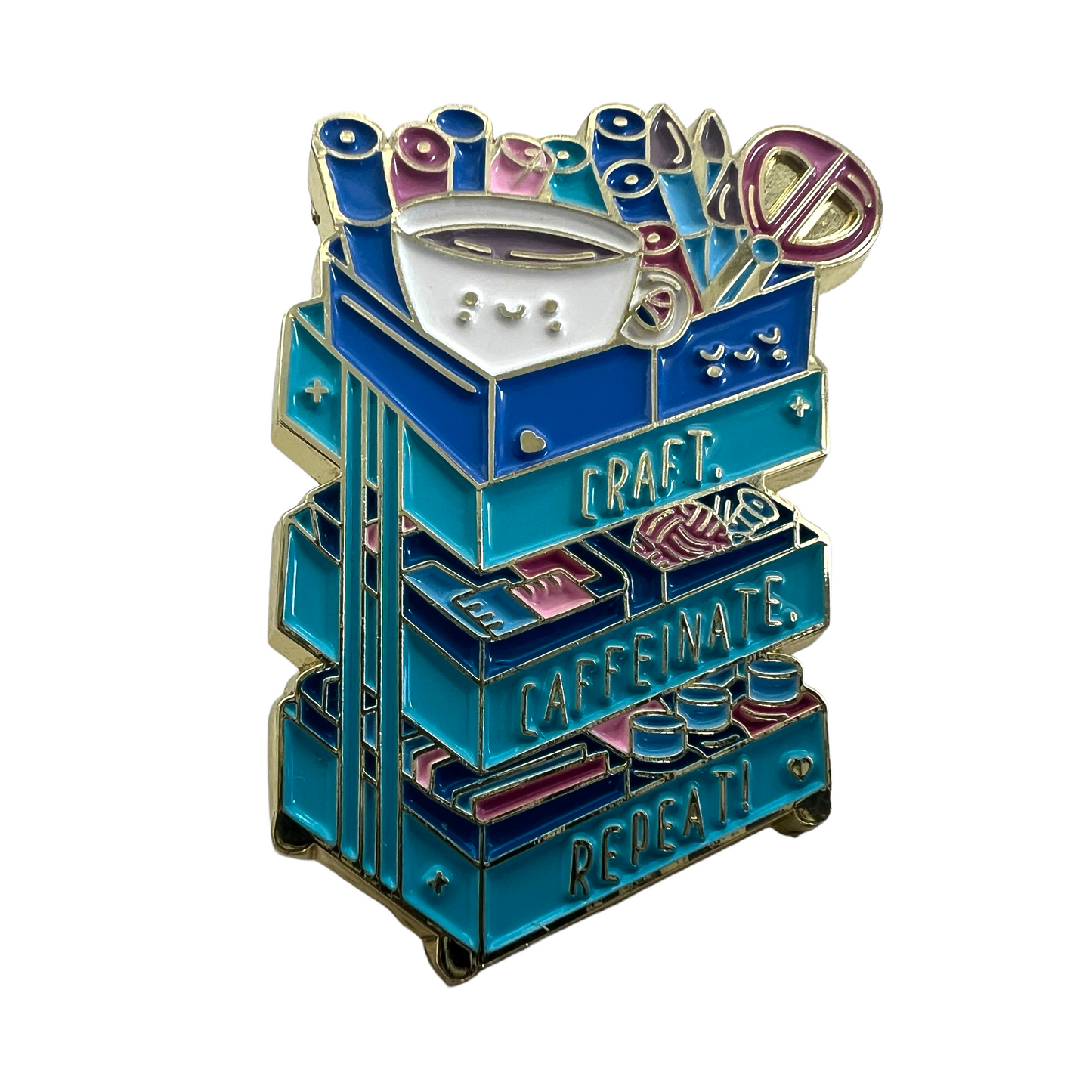 Pin — Craft Cart “Craft. Caffinate. Repeat’ SPIRIT SPARKPLUGS