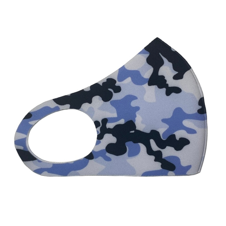 Adult Neoprene Reusable Mask — Camo Mask SPIRIT SPARKPLUGS Blue Camo