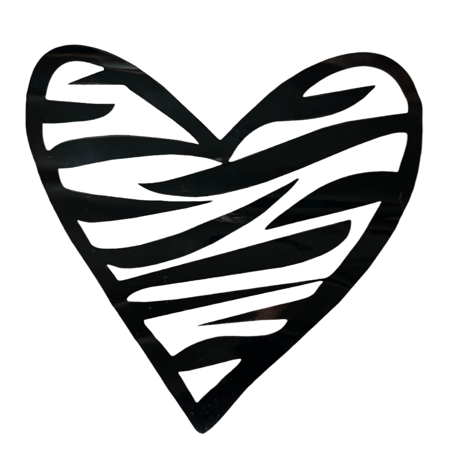 Sticker — Zebra Stripe Heart SPIRIT SPARKPLUGS Black and Transparent