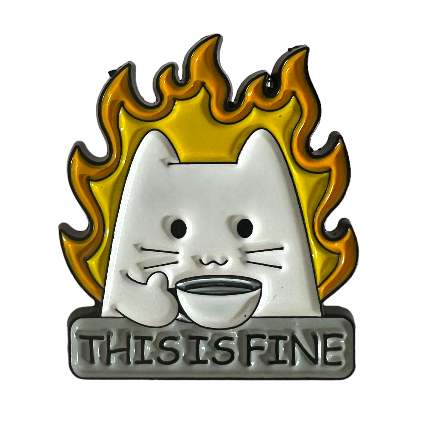 Pin — Cats Dark Humour Series  SPIRIT SPARKPLUGS ‘This is Fine’