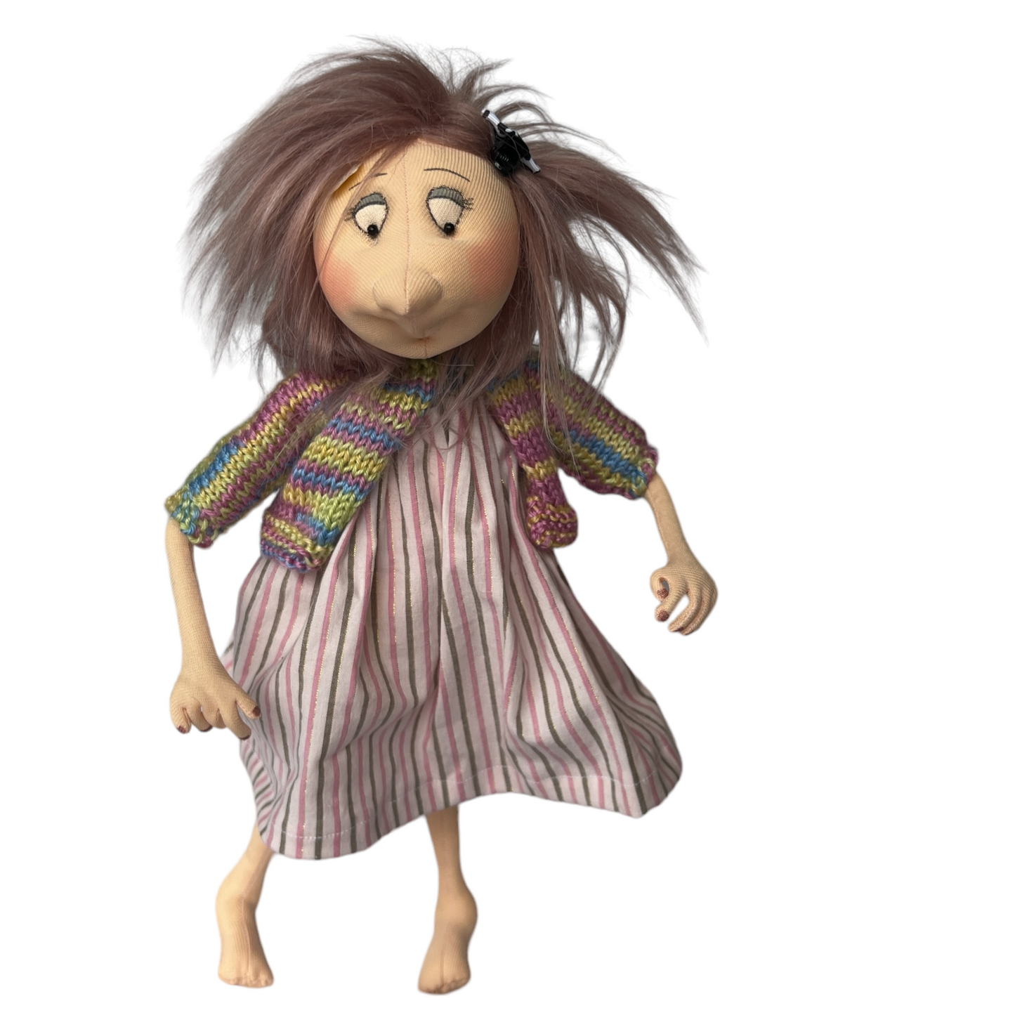 Tina, Sitting Standing Dolls  Splash Quilting Large / Striped Dress