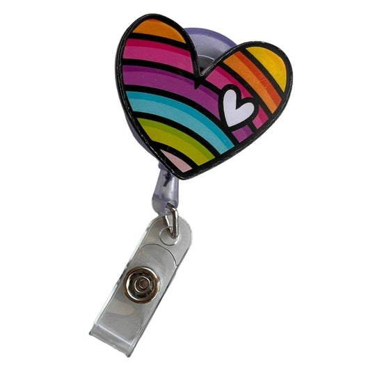 Rainbow Heart — Retractable Badge Holder (Nurses) Badge & Pass Holders SPIRIT SPARKPLUGS