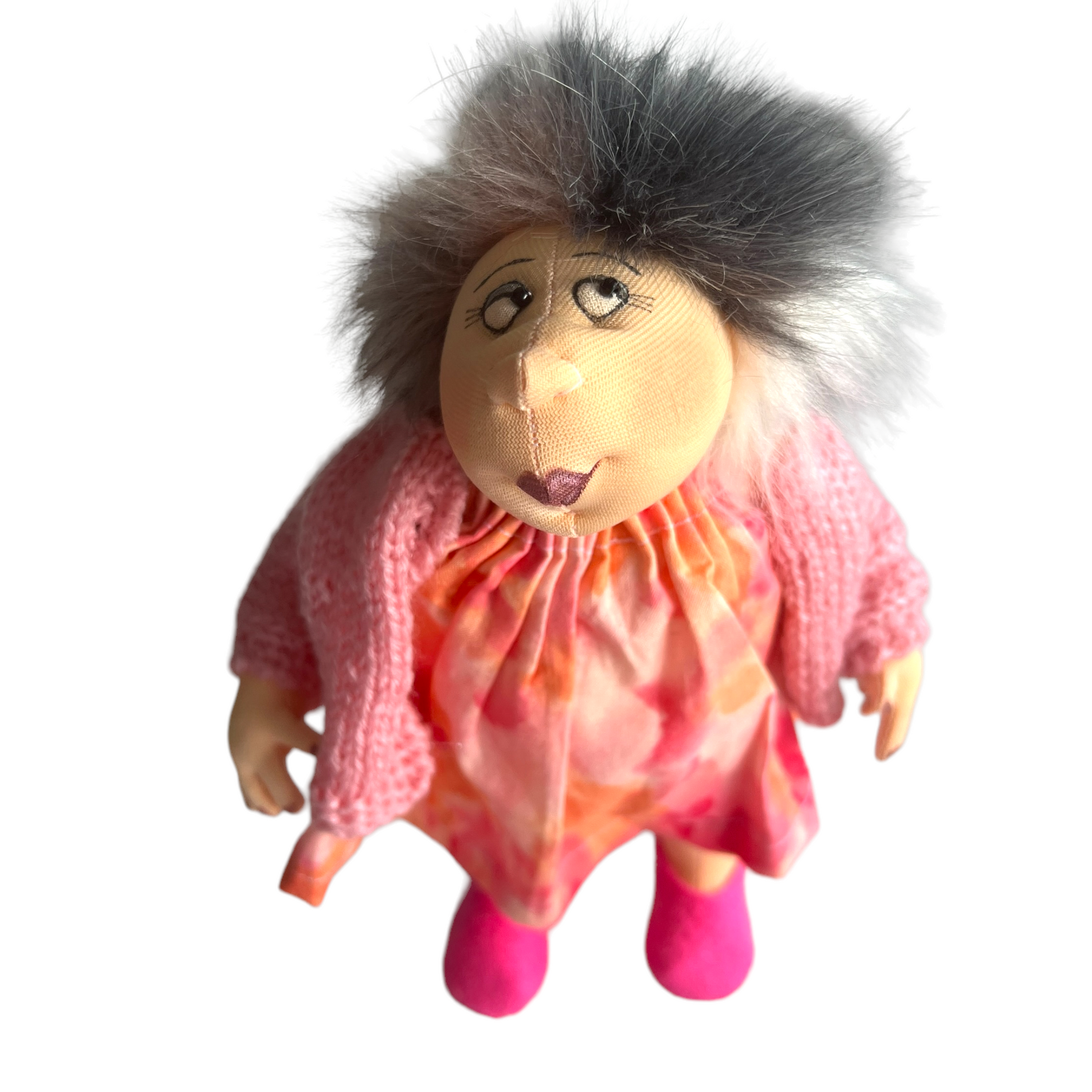 Aunt Christy (based on a Jill Maas Doll)  Splash Quilting Aunt Christy Pink Cardigan