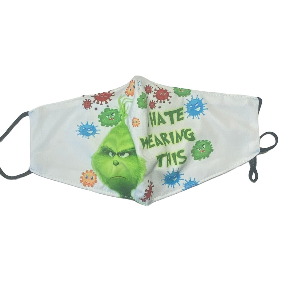 Kids Reusable Fabric Mask — Dr Seuss Mask SPIRIT SPARKPLUGS I Hate Wearing This' Grinch Mask