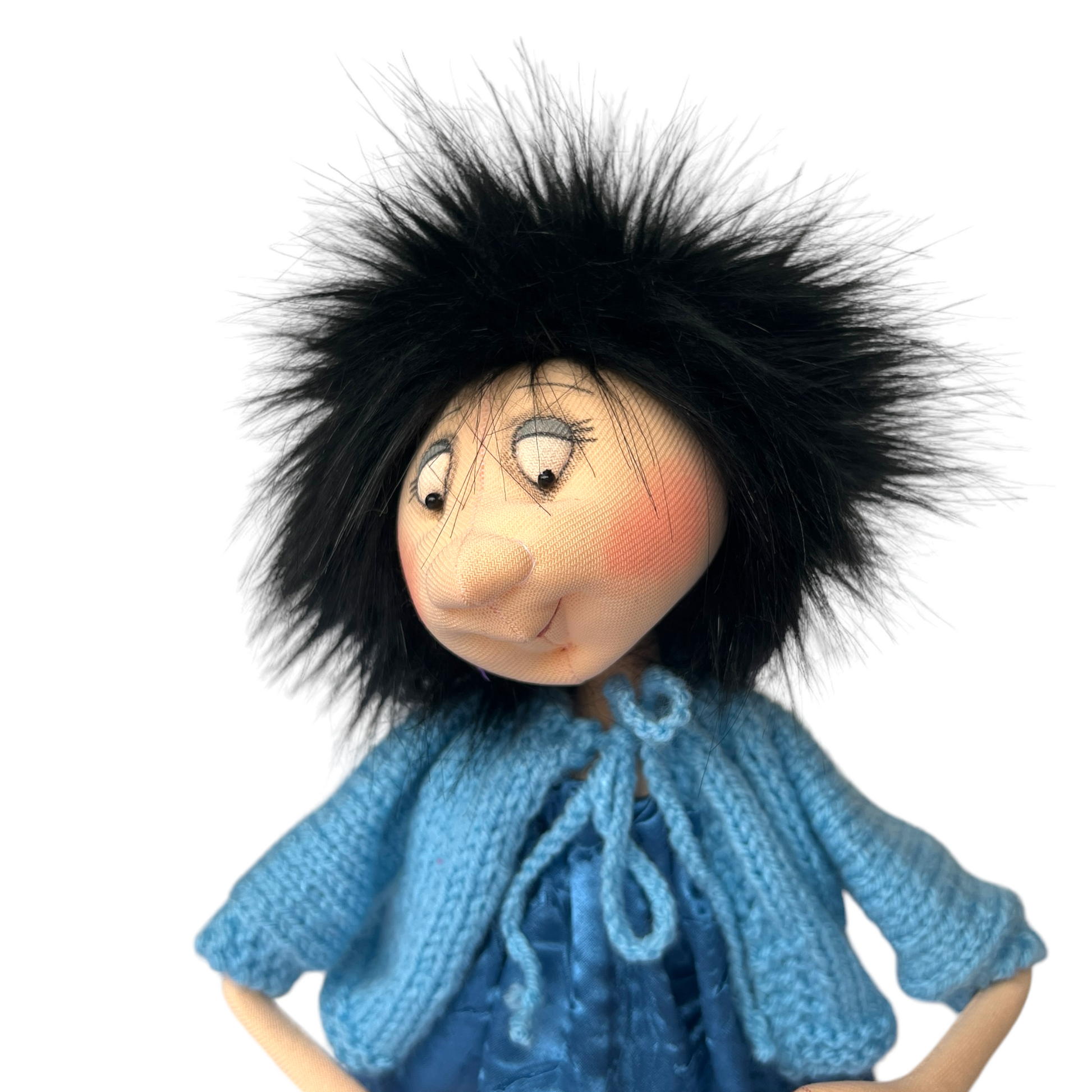 Tina, Sitting Standing Dolls  Splash Quilting Large / Blue Dress