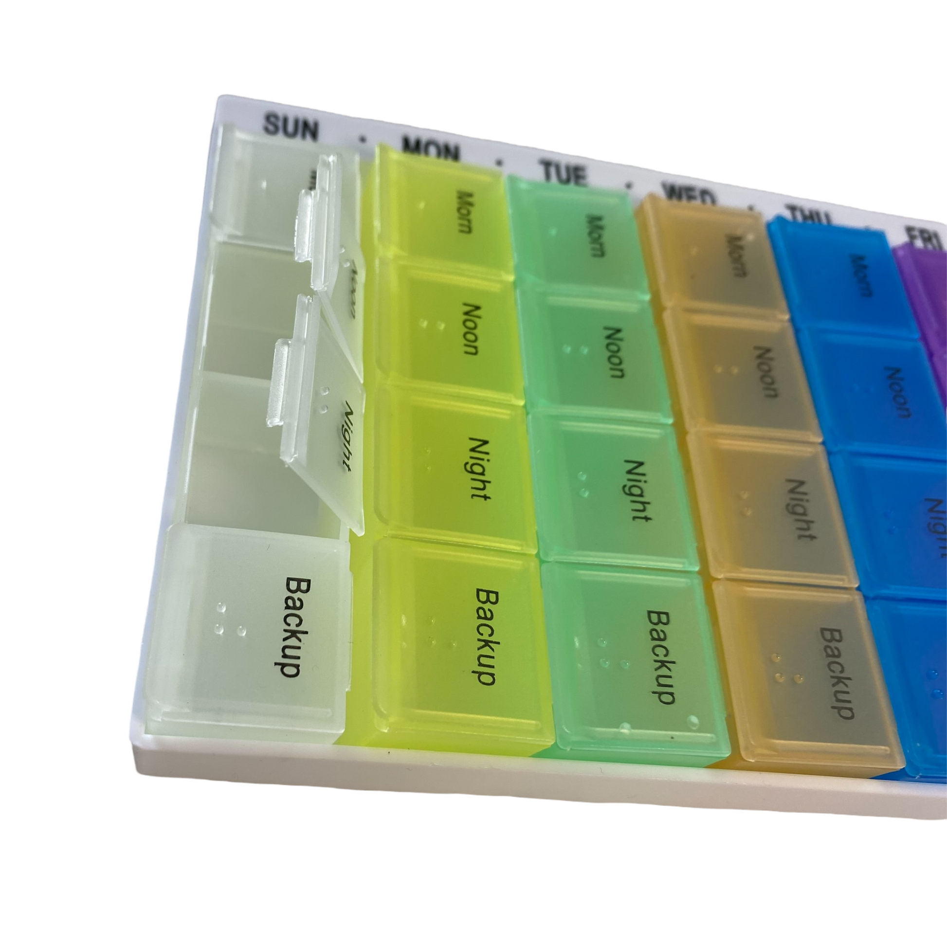 7 Day Pill Box — 4 Doses Daily White case Managing Medications SPIRIT SPARKPLUGS