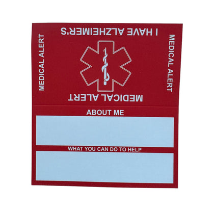 Medical Alert Card — Alzheimers Disease