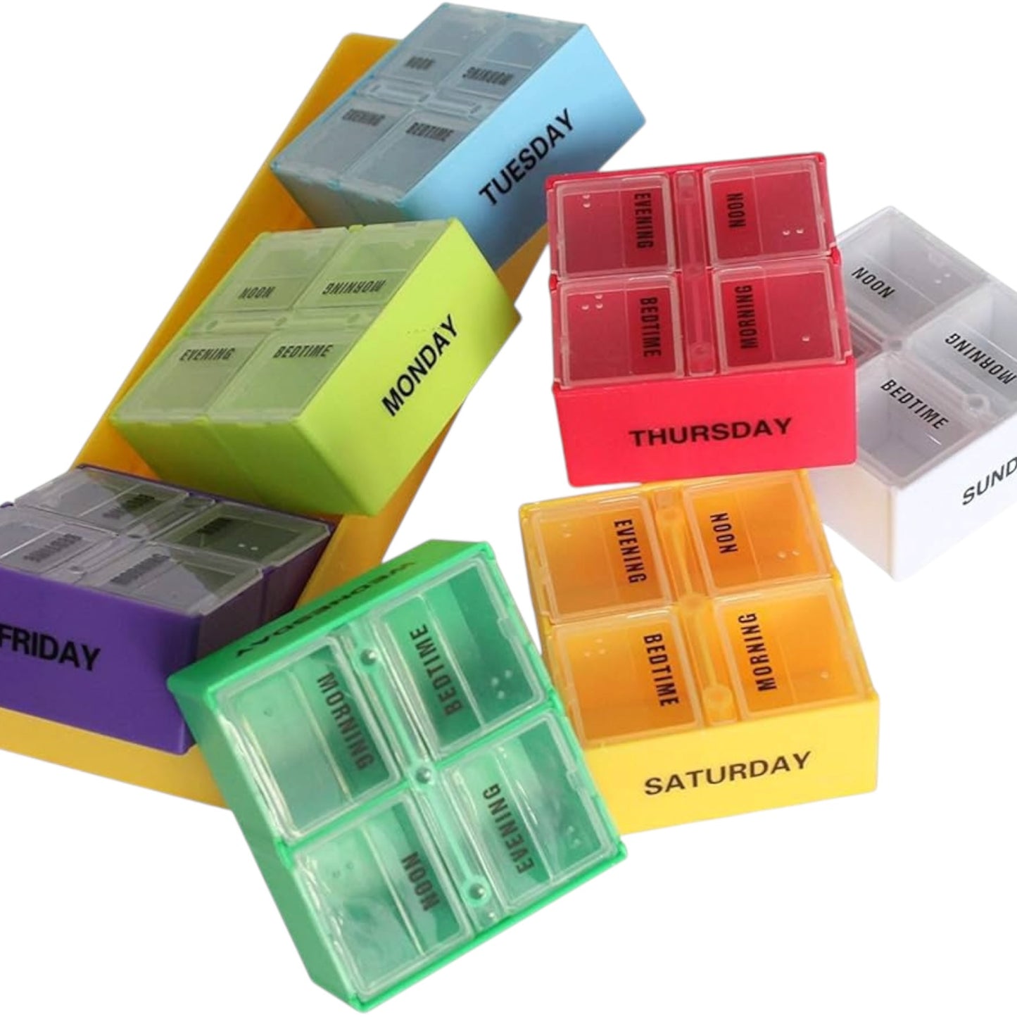7 Day Pill Box — 4x Day — Square Case