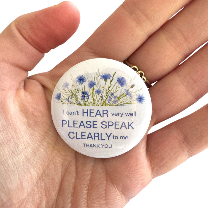 Pin — ‘Deaf / Hard of Hearing — Please speak clearly.
