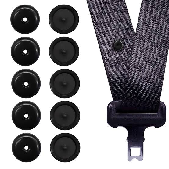 LST Seat Belt Stopper Button Set For BMW 1 Series 2 Convertible Coupe - Black Plastic Push Button