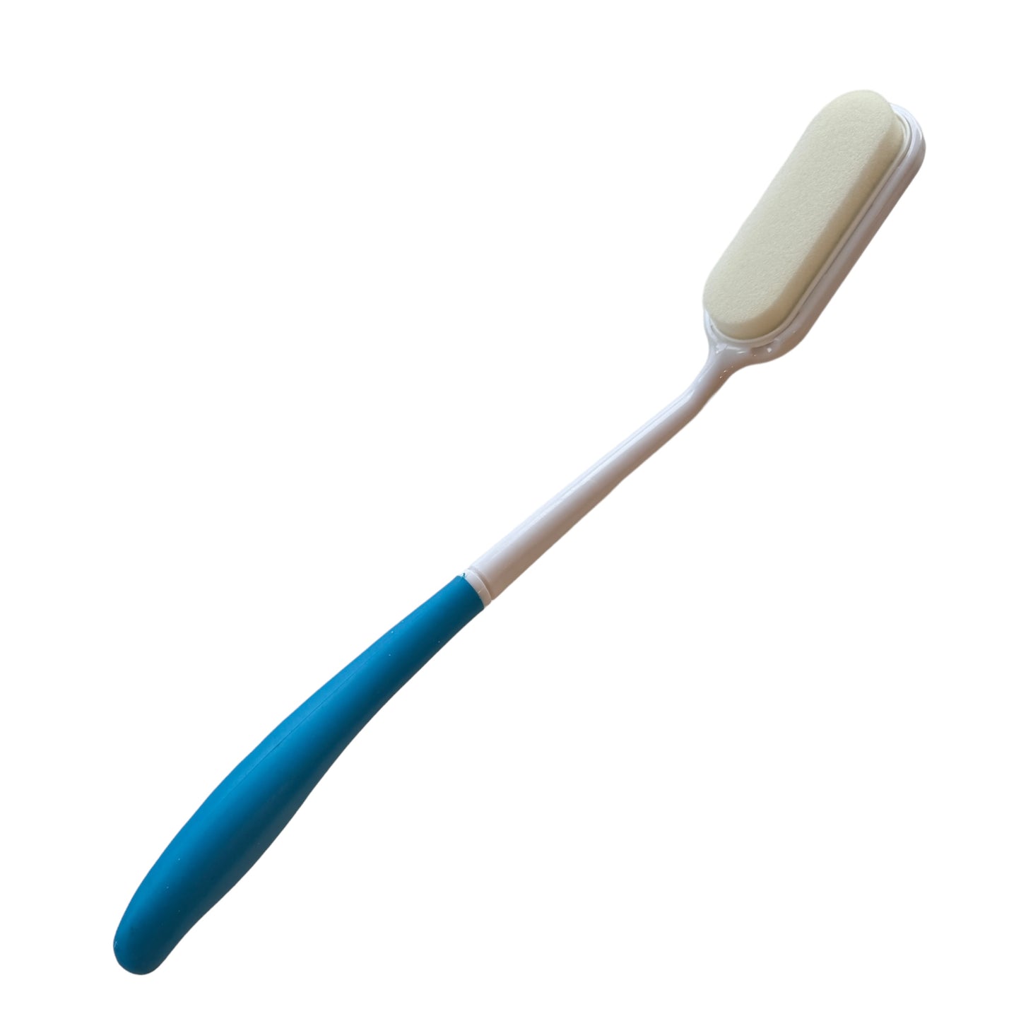 Angled shower brush extended