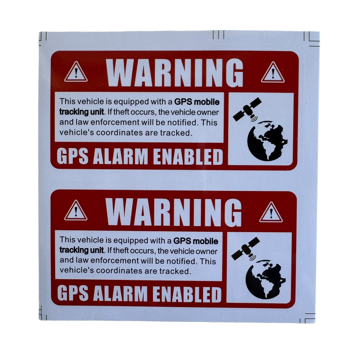 Sticker — GPS Alarm Enabled Warning.