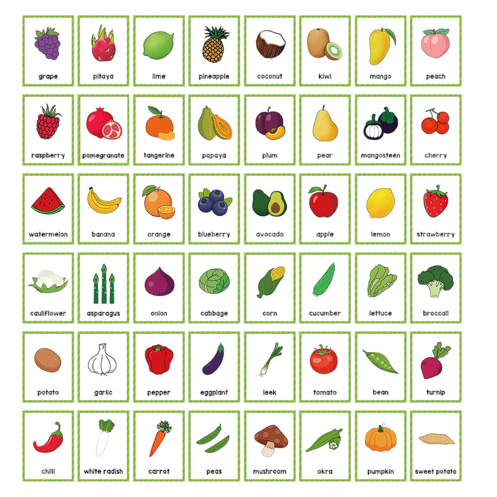 Communication Cards — Fruits + Vegetables