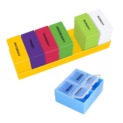 7 Day Pill Box — 4x Day — Square Case