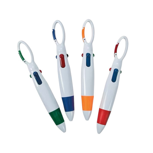 Four Colour Pen with Carabiner Clip