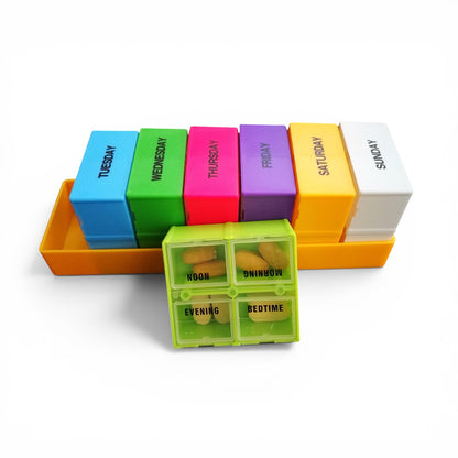 7 Day Pill Box — 4x Day — Square Case