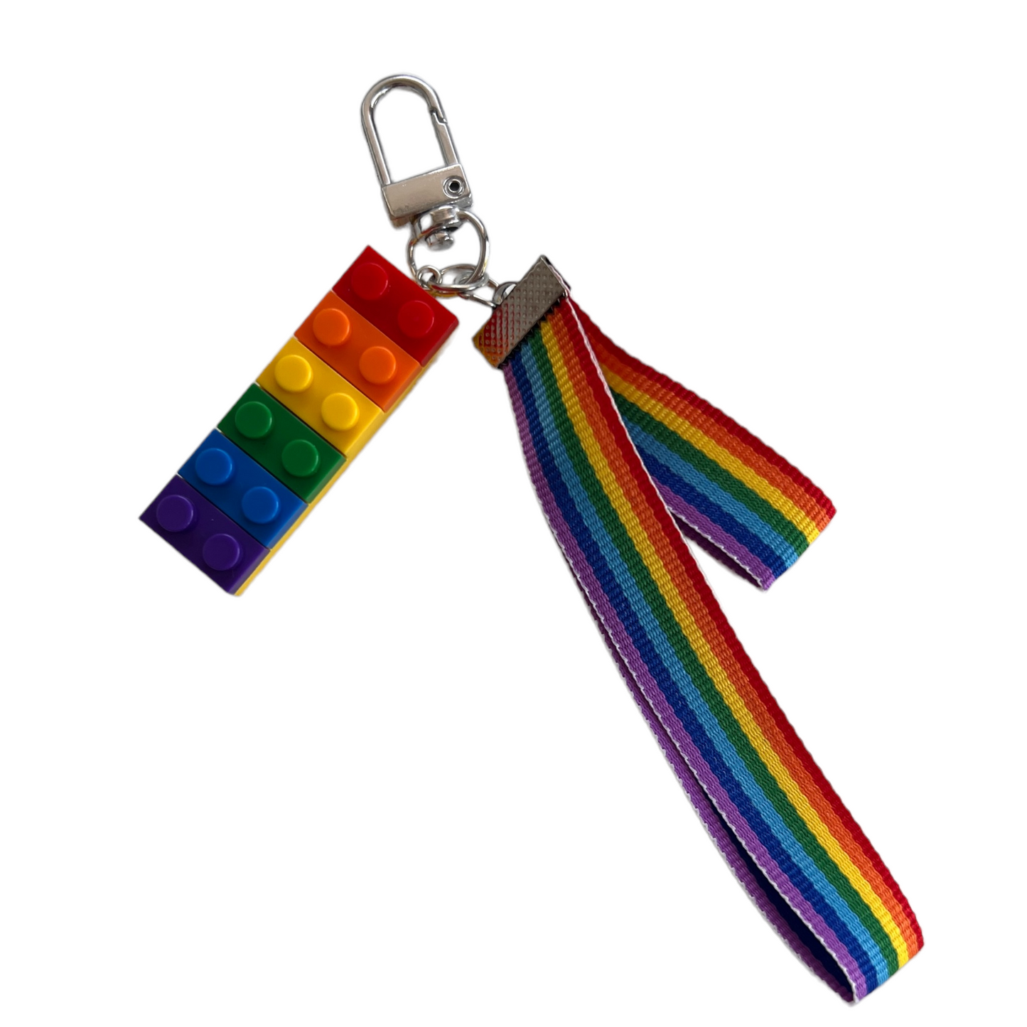 Keyring — Rainbow Ribbon + Lego  SPIRIT SPARKPLUGS Rainbow Lego  