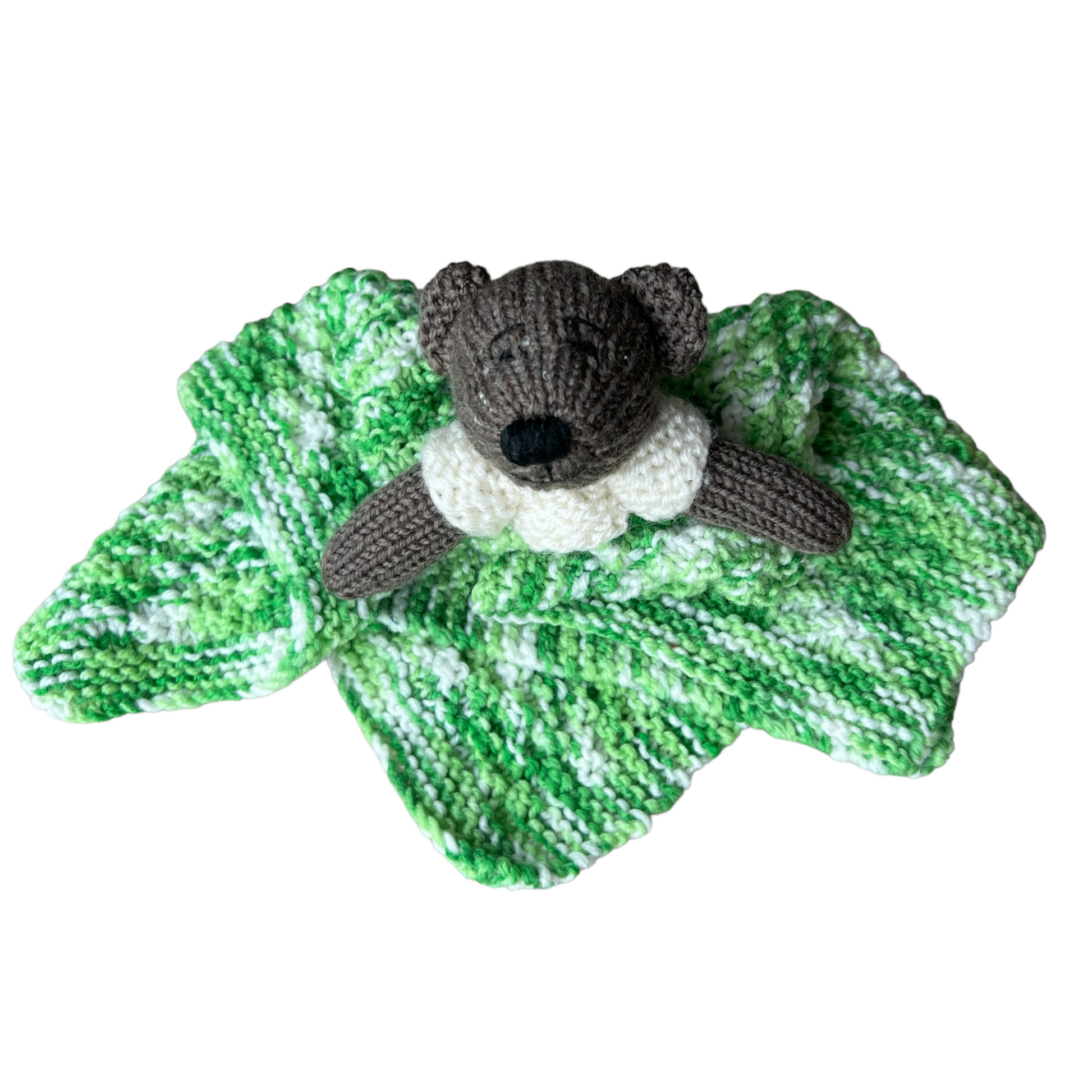 Handmade Knitted Animal Blankets  Splash Quilting Teddy Green 
