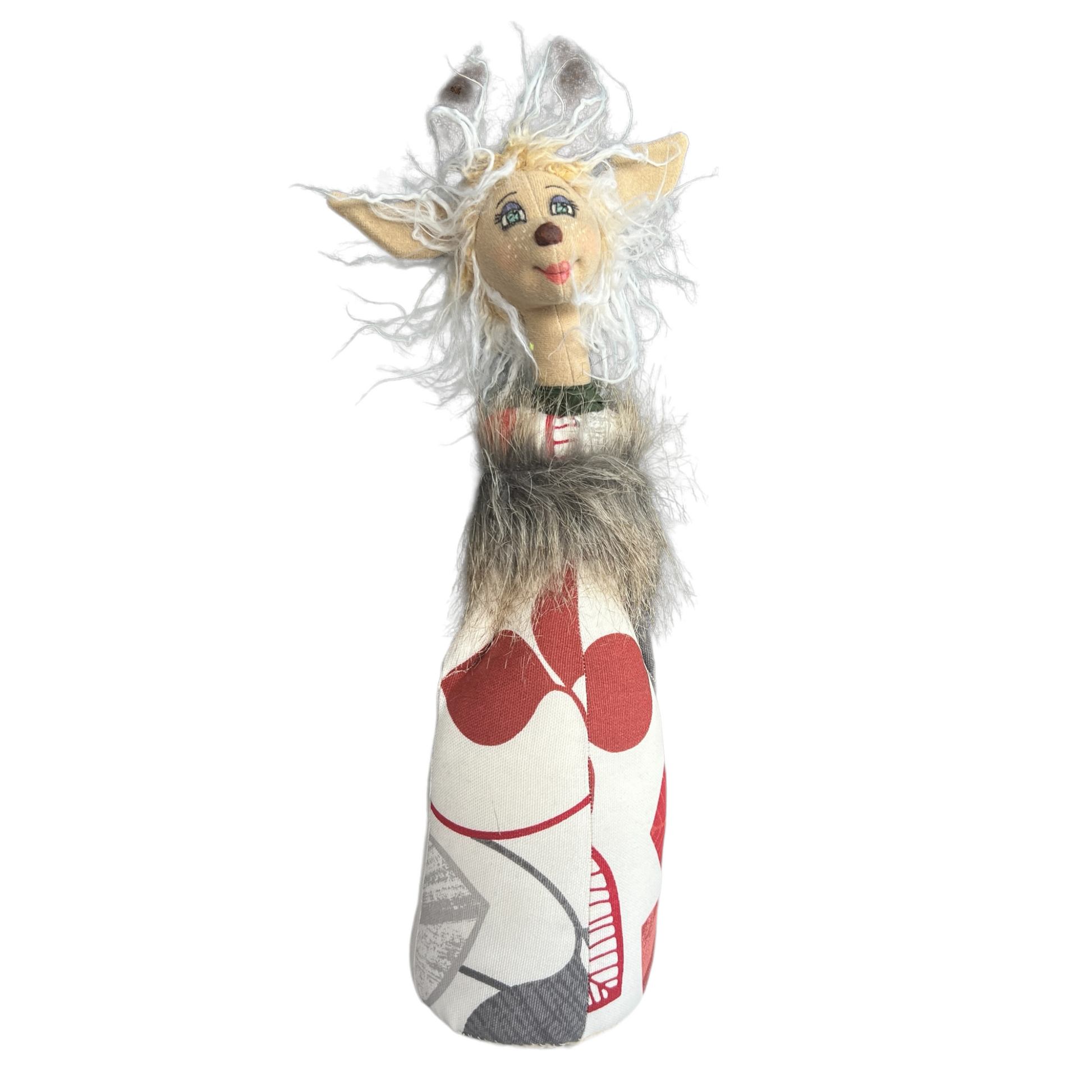 Fawn Doll, Stand Tall CHRISTMAS  Splash Quilting Natural Tones with fur Coat  