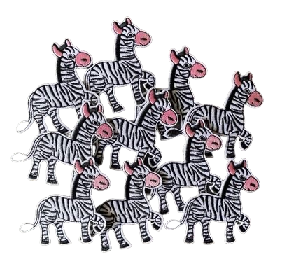 Zebra Motif, Iron On Appliqué Patch Arts & Crafts SPIRIT SPARKPLUGS Zebra Bulk Pack (10 Patches) 