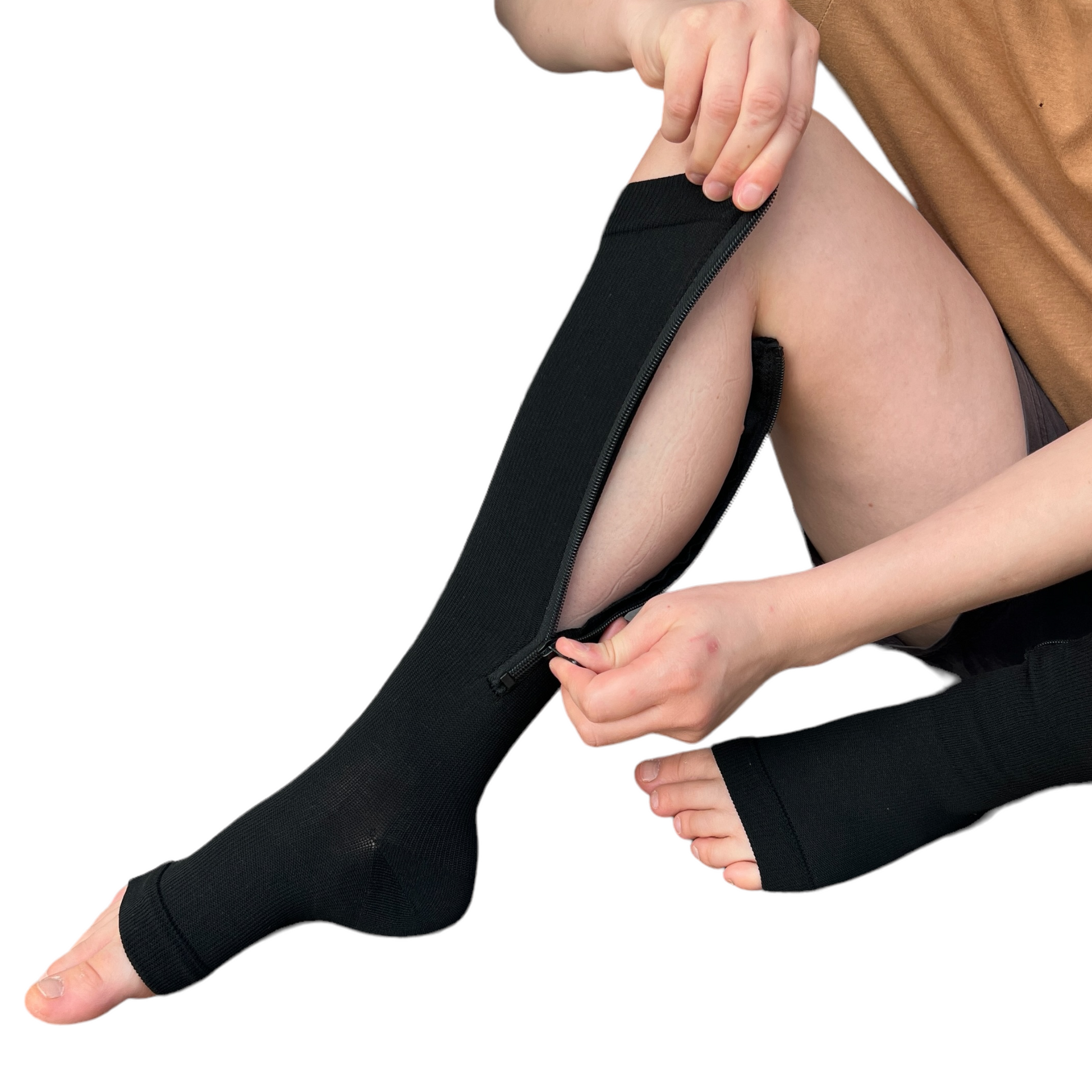Open Toe Knee High Stocking Compression Socks with Zipper - China with  Zipper, Compression Socks