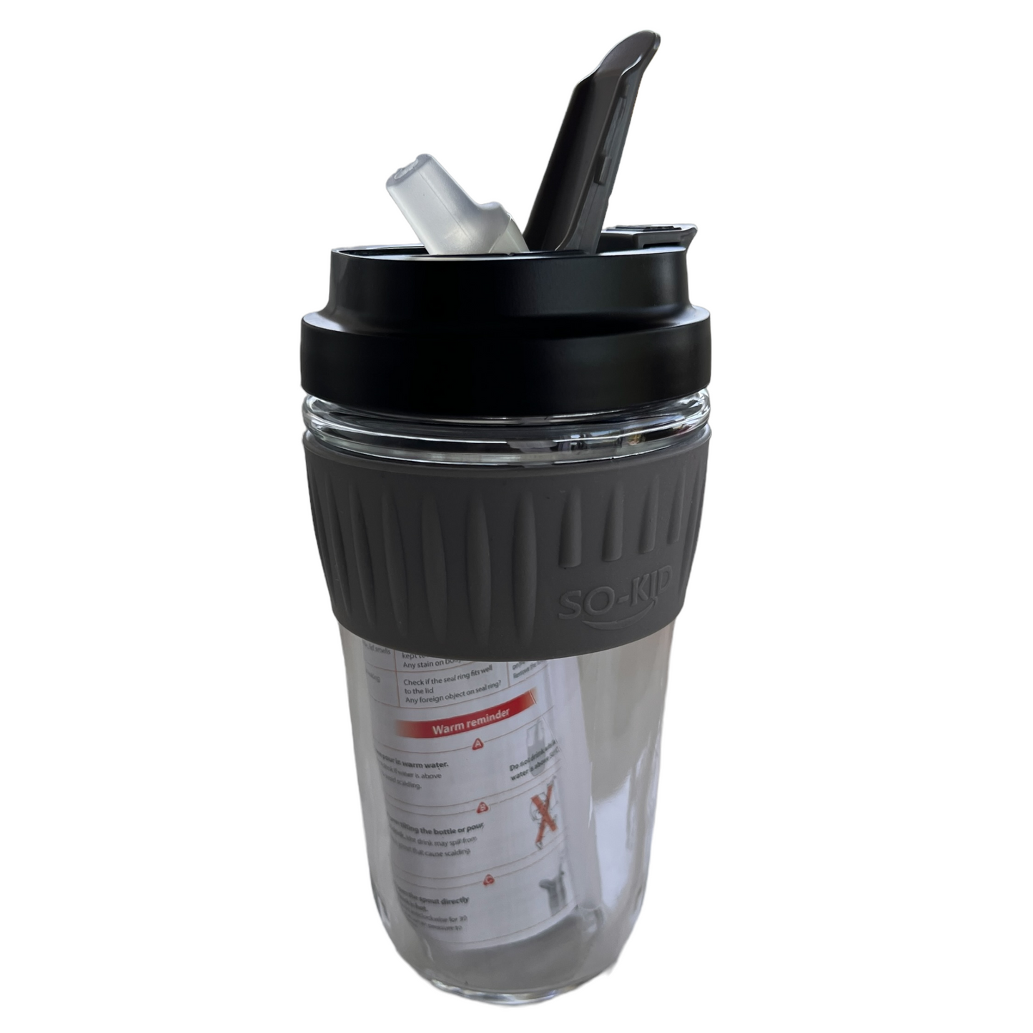 Heavy duty glass mug with lid and built in straw Mobility & Accessibility SPIRIT SPARKPLUGS   