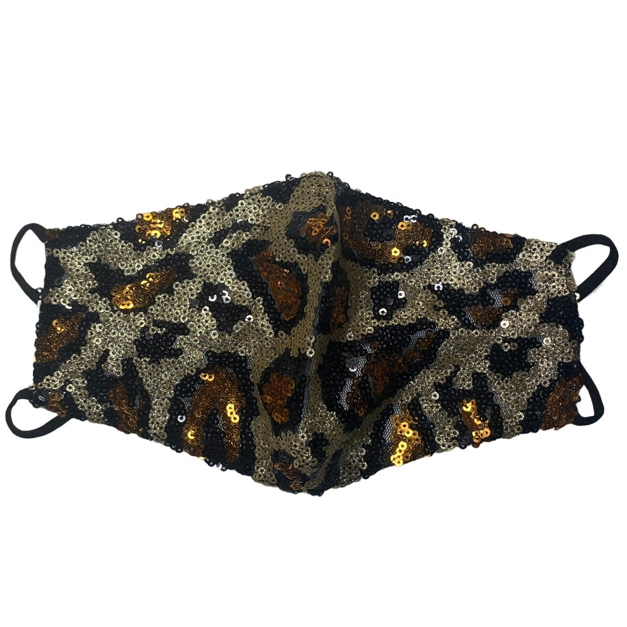 Adult Reusable Fabric Sequin Mask Mask SPIRIT SPARKPLUGS Cheetah Print  