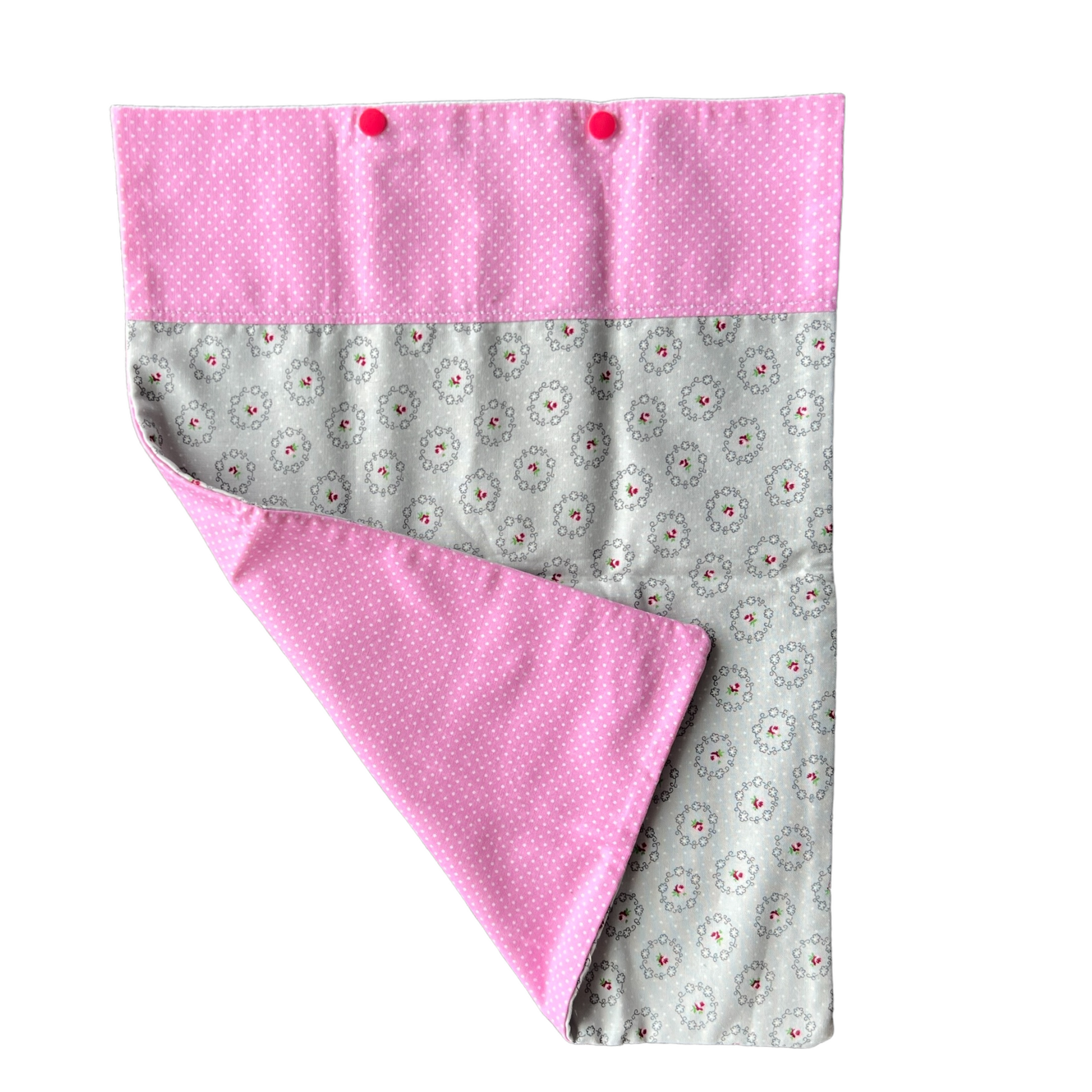 Reusable Cotton Nappy Bags  Splash Quilting Pink Polka Dot and Floral  