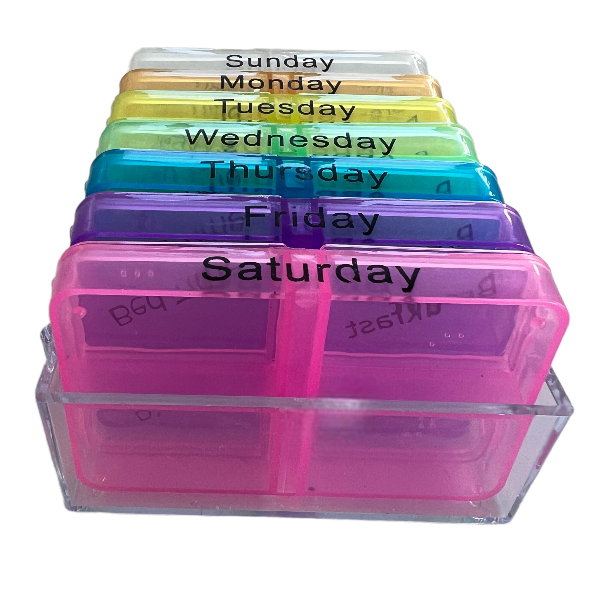 7 Day Pill Box — 4 Doses Daily - COMPACT  SPIRIT SPARKPLUGS   