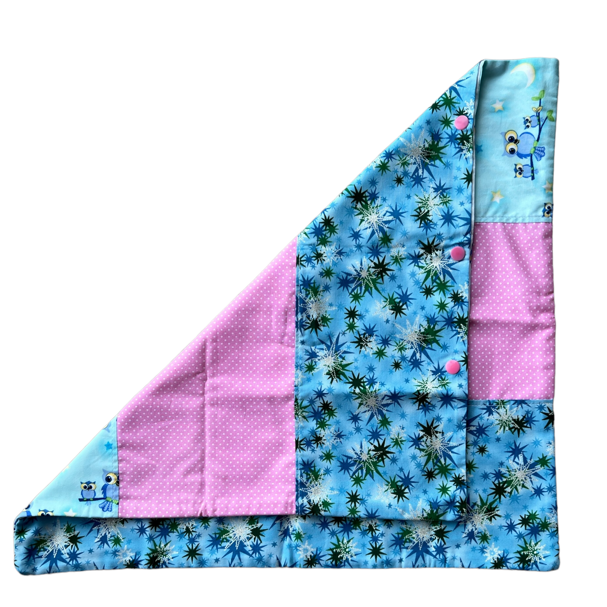 Reusable Cotton Nappy Bags  Splash Quilting Blue birds / Square Design  