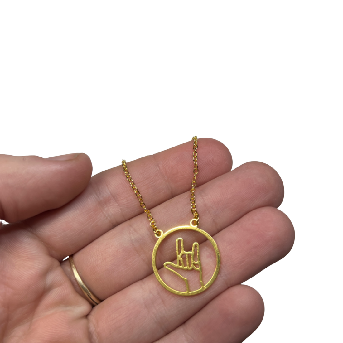 Initial Necklace, Sign Language Jewelry, ASL I Love You, Deaf, Interlo –  Namecoins